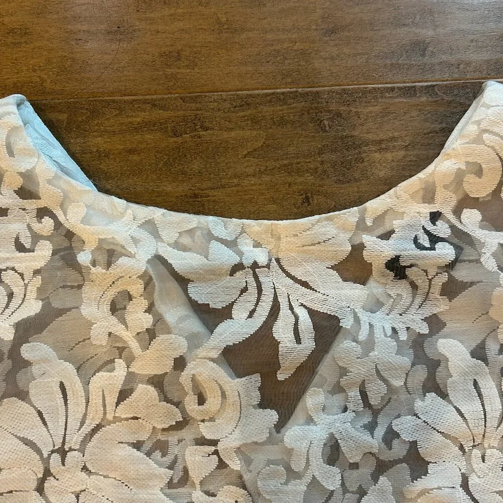 BANANA REPUBLIC white floral lace sheer tank top (L) - Picture 2 of 7